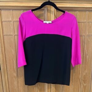 Amanda Uprichard Colorblock Blouse Pink/Dark Navy Sz S P